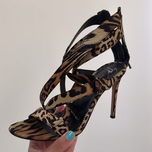 Giuseppe Zanotti Leopard Print Strappy Stiletto Sandals - Brown/Black